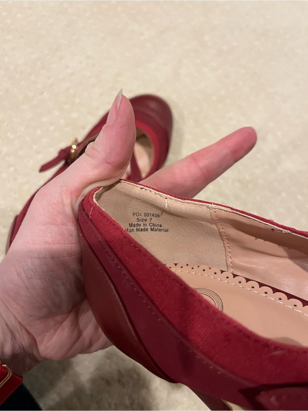 Journee Collection Deep Red Mary Jane Heels - Picture 4 of 4